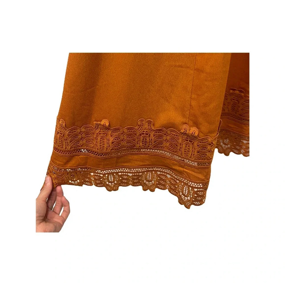 Self-Portrait Ivy Lace Trim Open-Back Midi Dress Burnt Orange  Size 8 - Picture 10 of 11